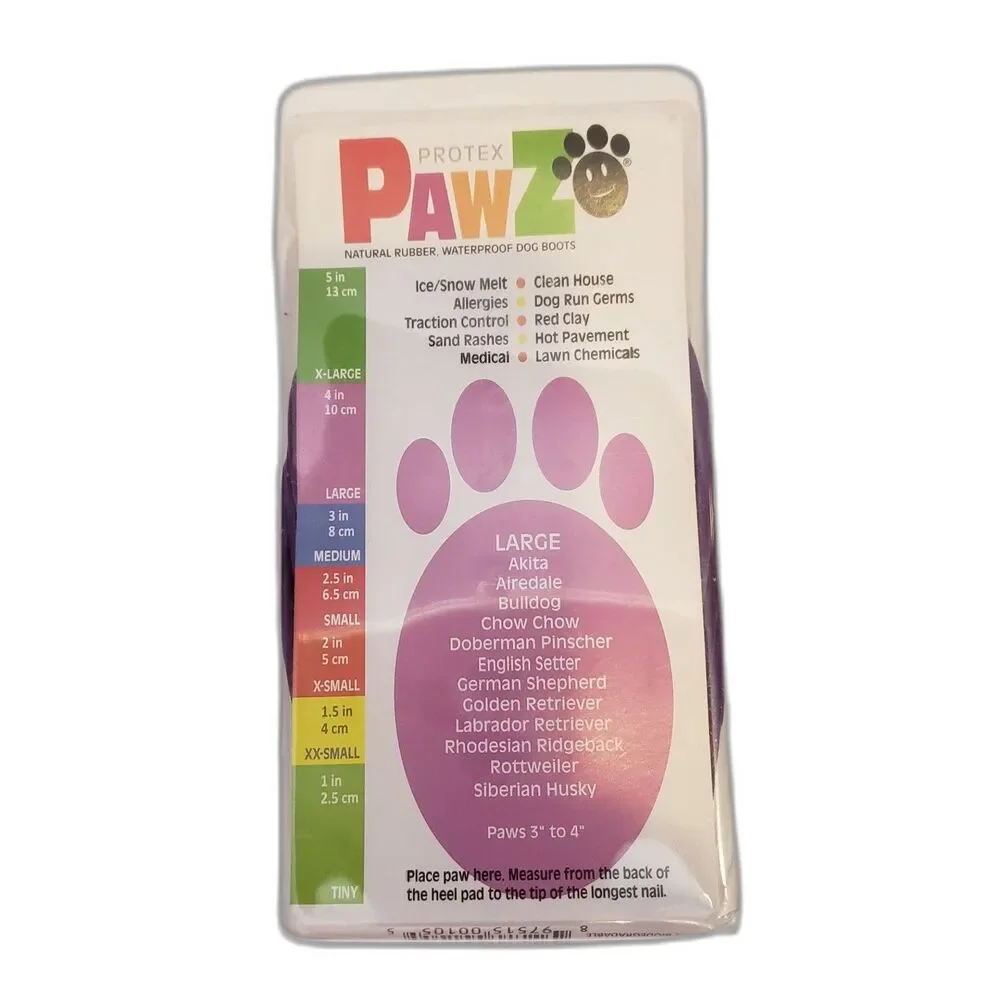 Protex Pawz Rubber Dog Boots Purple Size Large Partial Package One Set